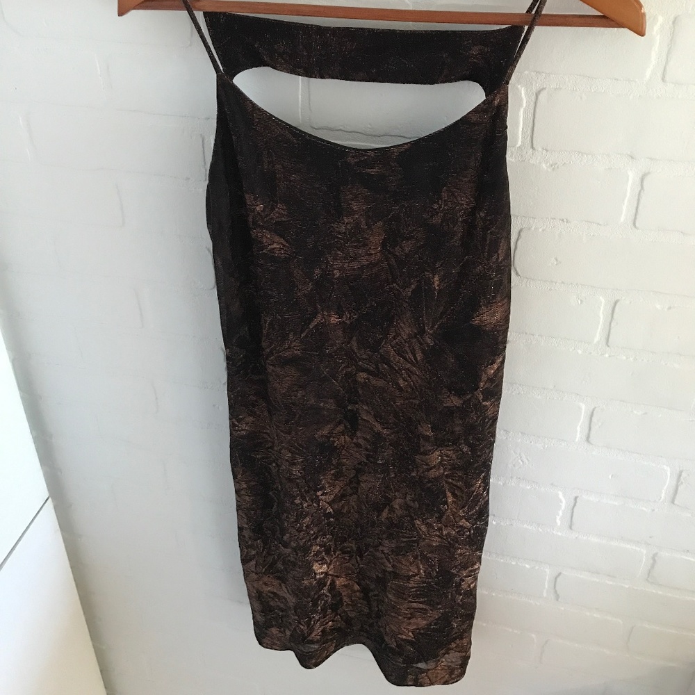 Joseph Ribkoff Vintage Black and bronzy Cut-out Mini dress Size 8